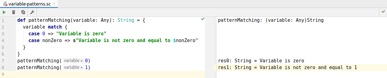 variable pattern code example