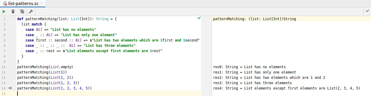 list pattern code example