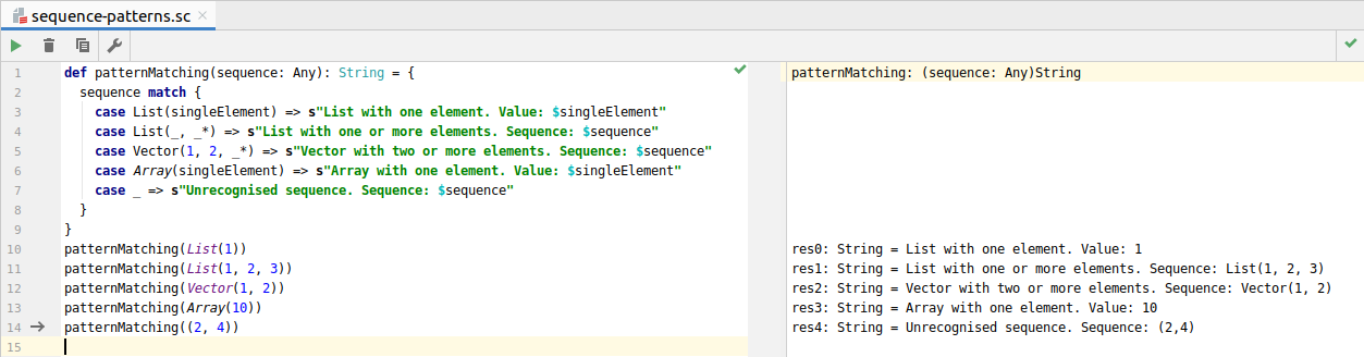 sequence pattern code example