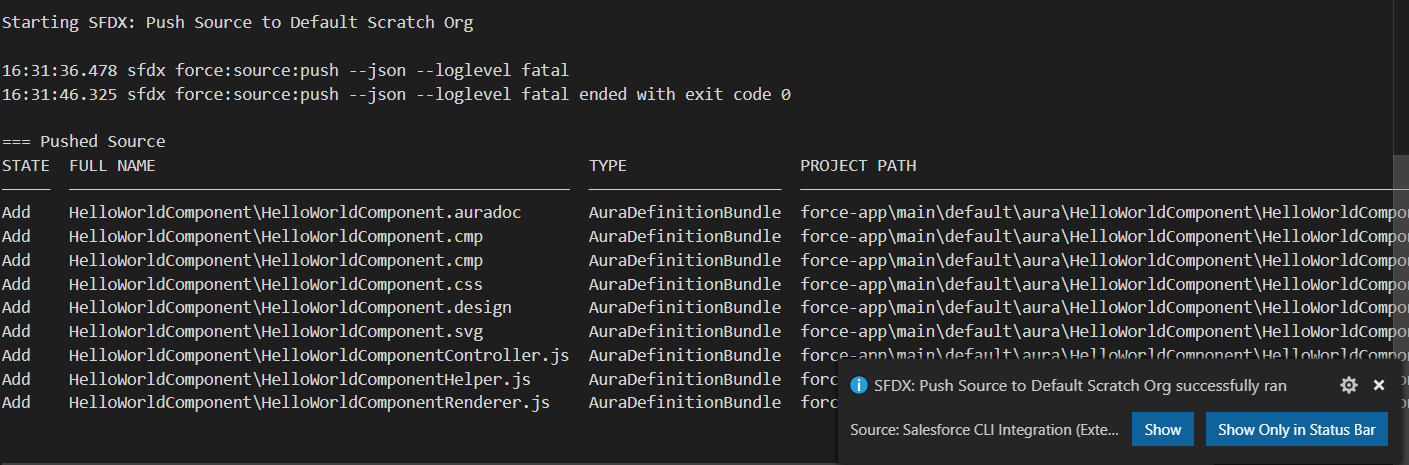 Push Source to Default Scratch Org