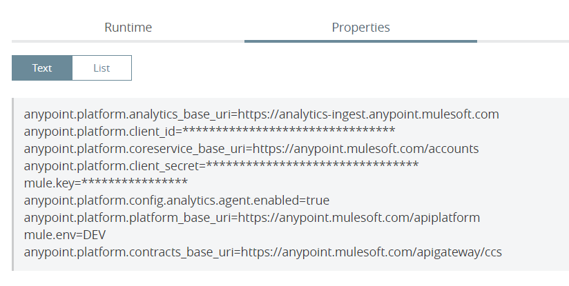 runtime properties