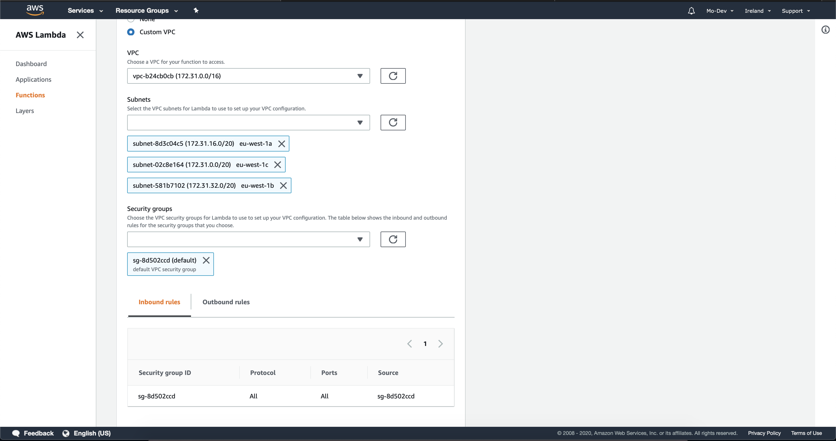 Selecting VPC