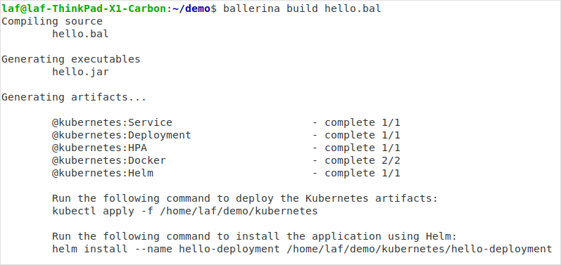 Ballerina service build with Kubernetes support