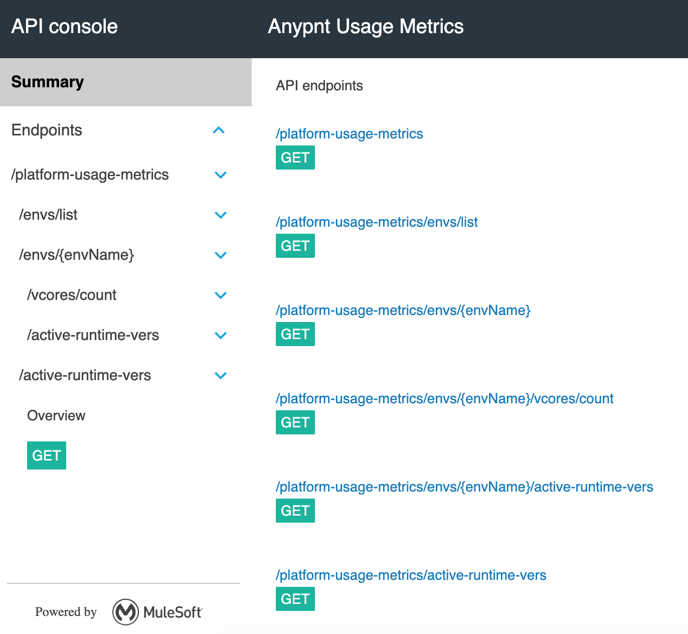 api console