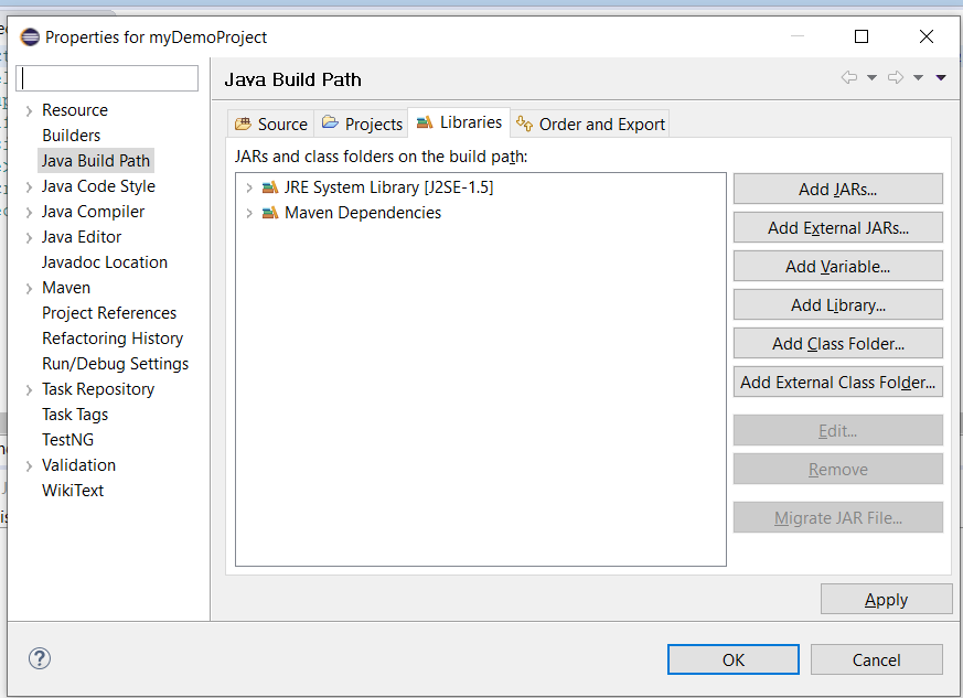 Configuring Java Build Path