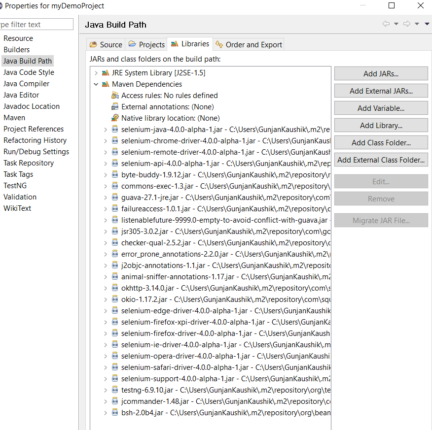 Java build path