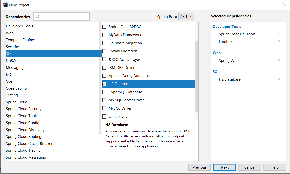 new project sql