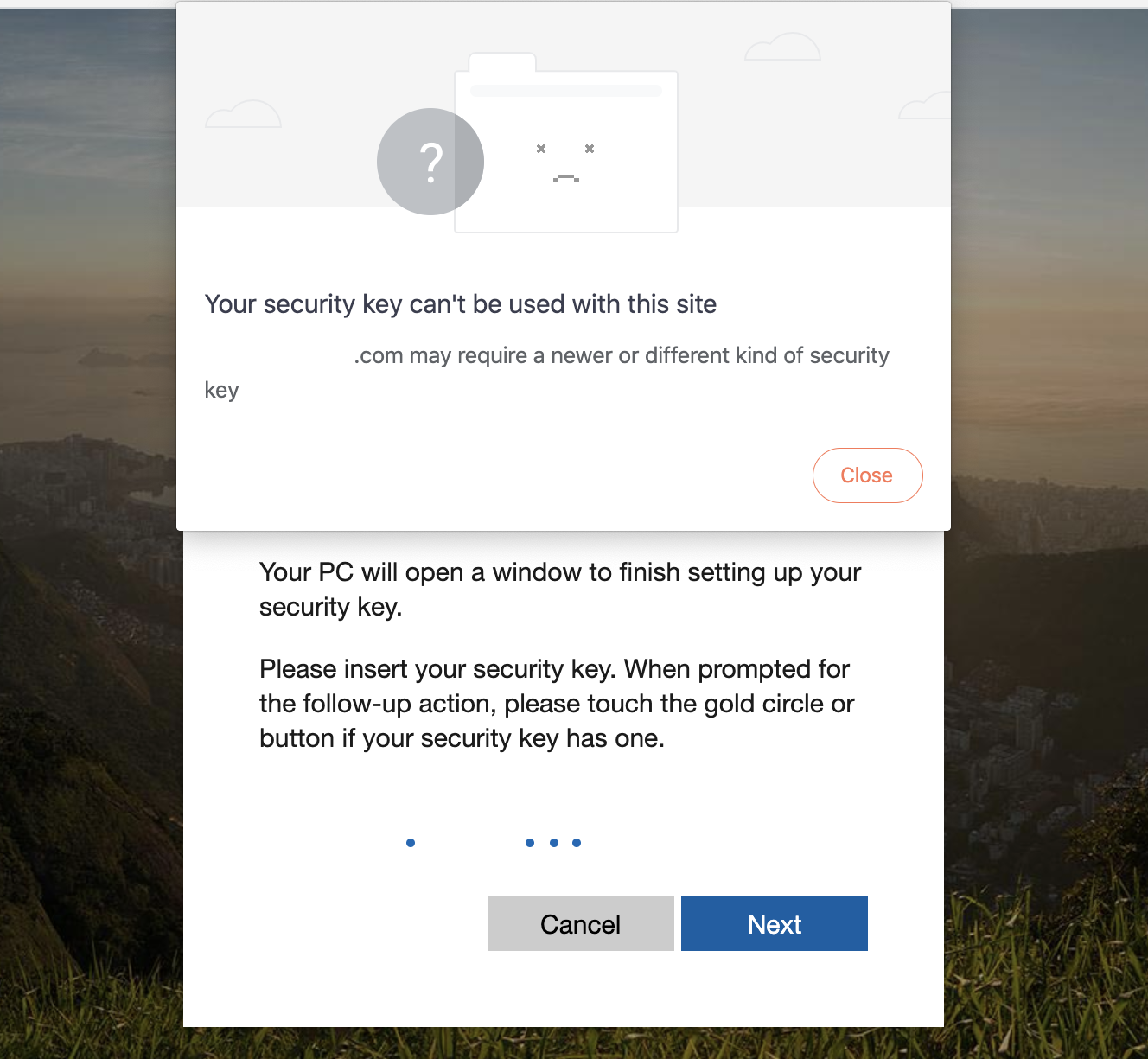 Security key error