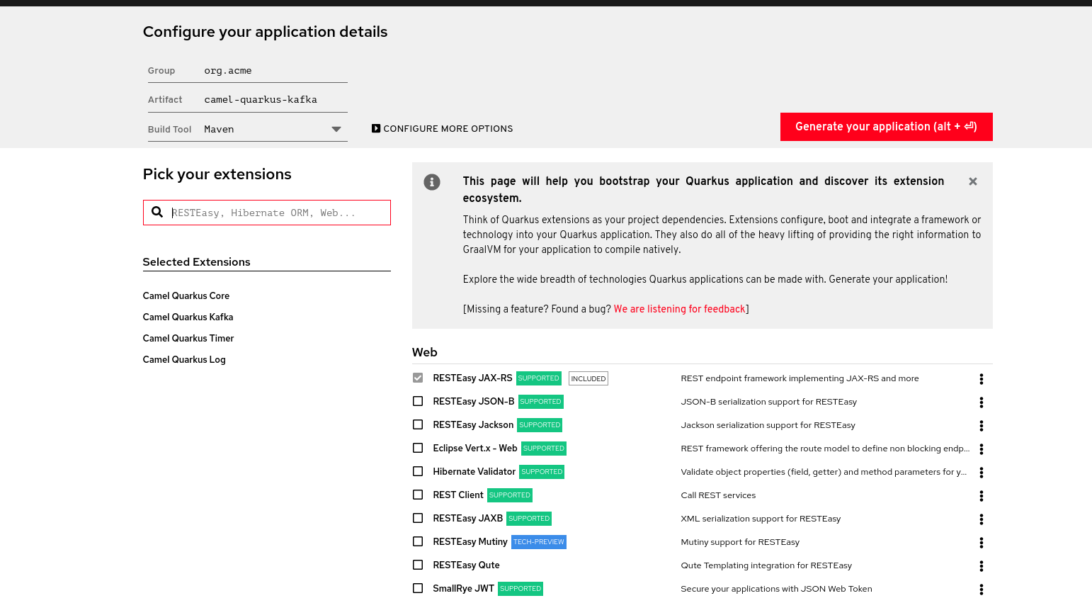 config your application