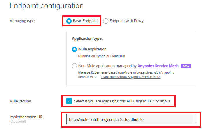 endpoint configuration