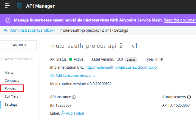 Setting policies in API Manager