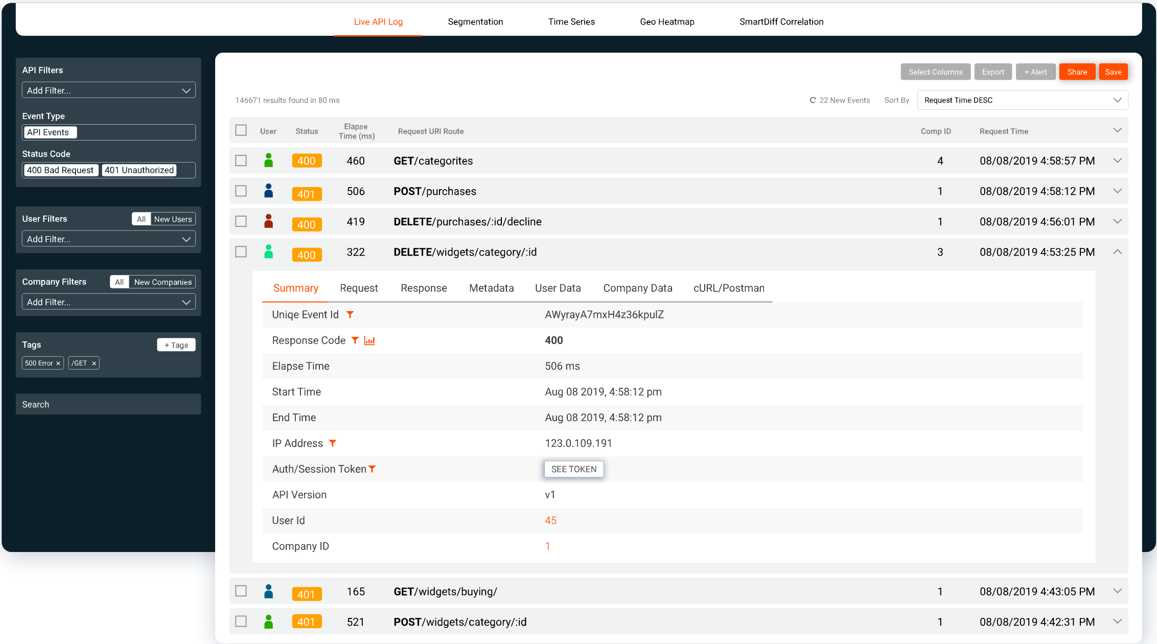 API Audit Log