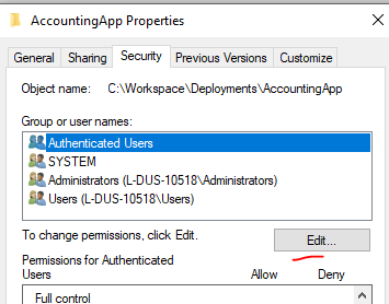 Adjusting folder security