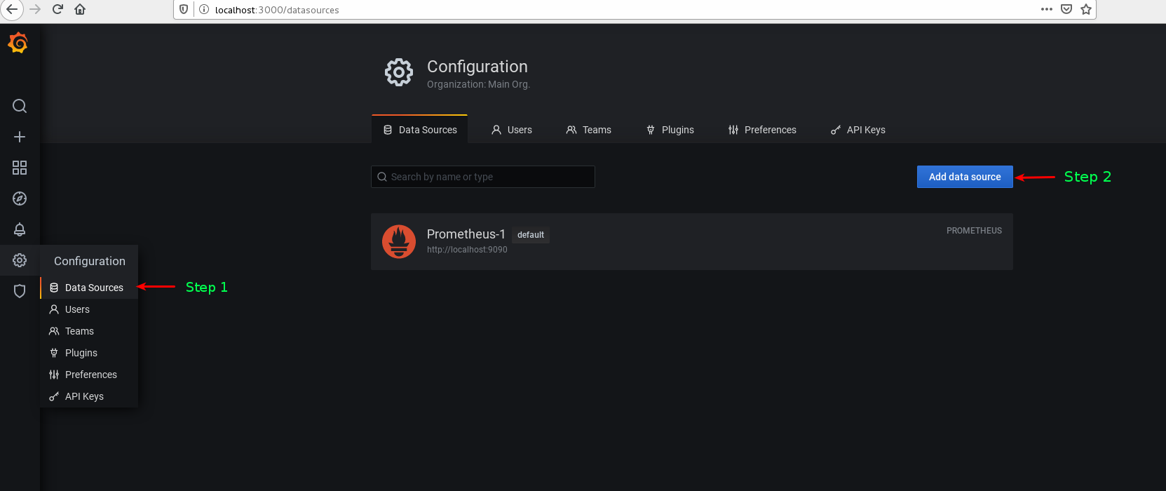 Grafana Add DataSource