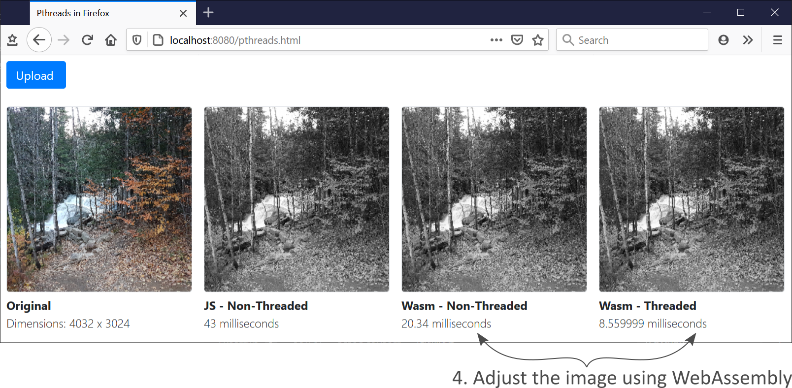 Adjusting the image using WebAssembly