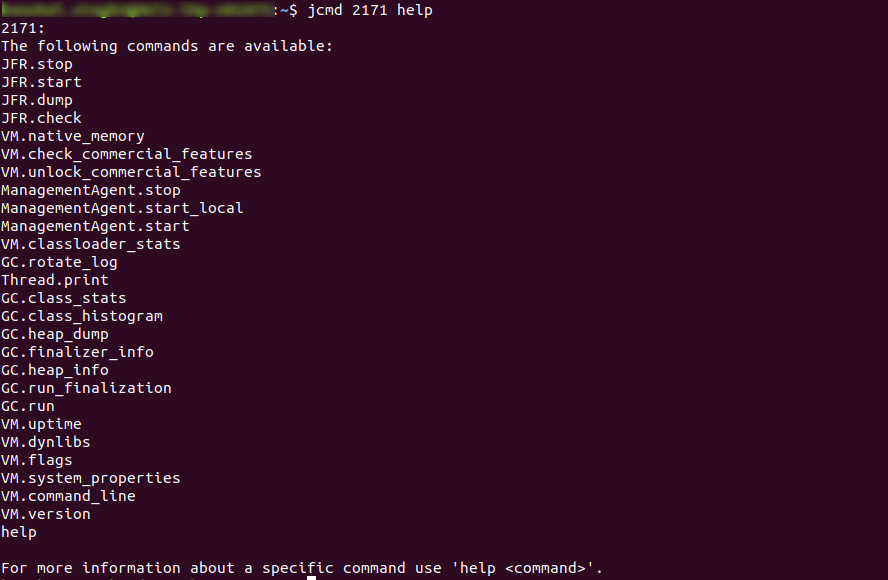 jcmd to get available command options