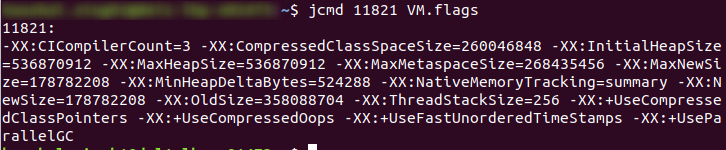 jcmd command to get updated VM flags