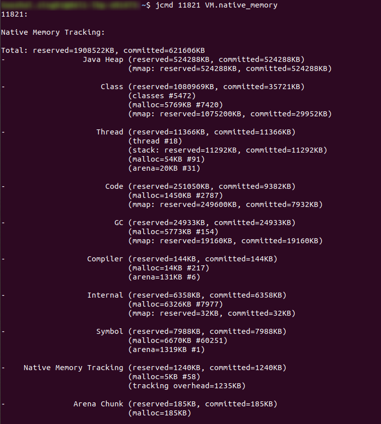 jcmd command - VM.native_memory