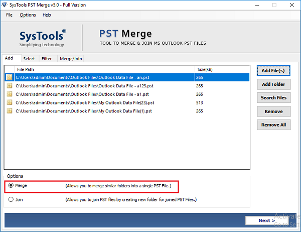 merge outlook personal folders