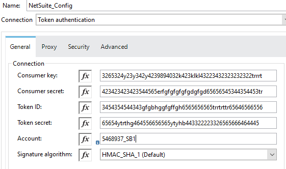 adding consumer key, consumer secret, token ID, and token secret