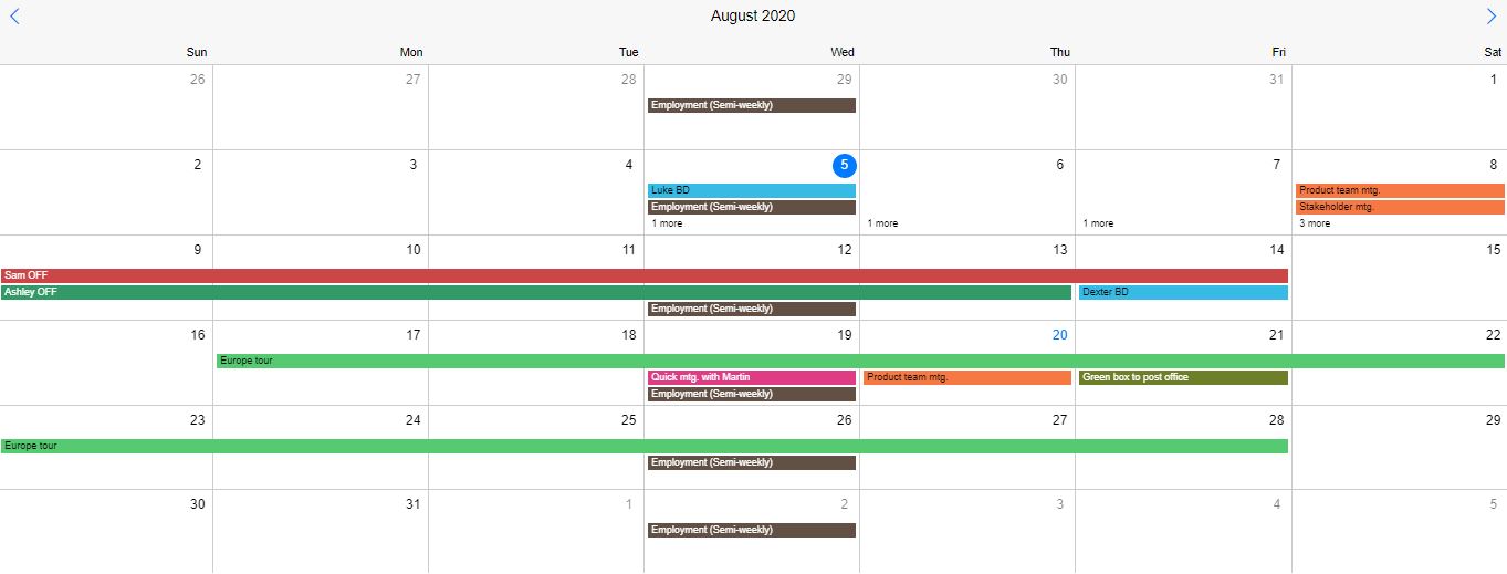 Mobiscroll Event Calendar