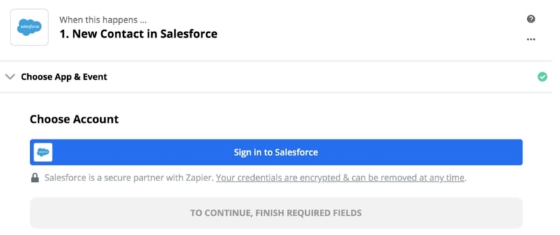 New contact in Salesforce