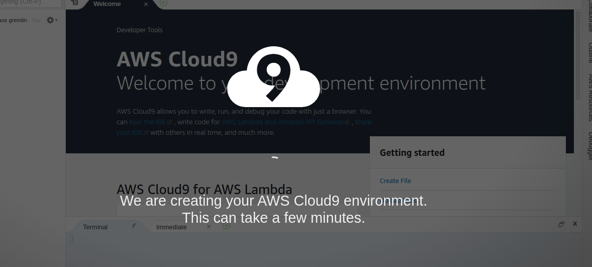 Creating AWS Cloud9 environment
