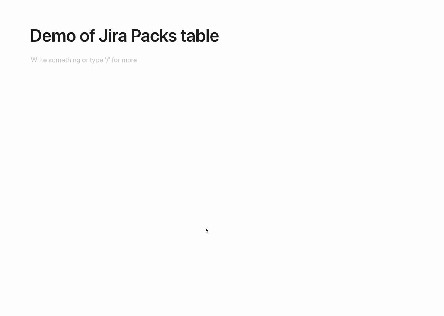 creating a jira packs table