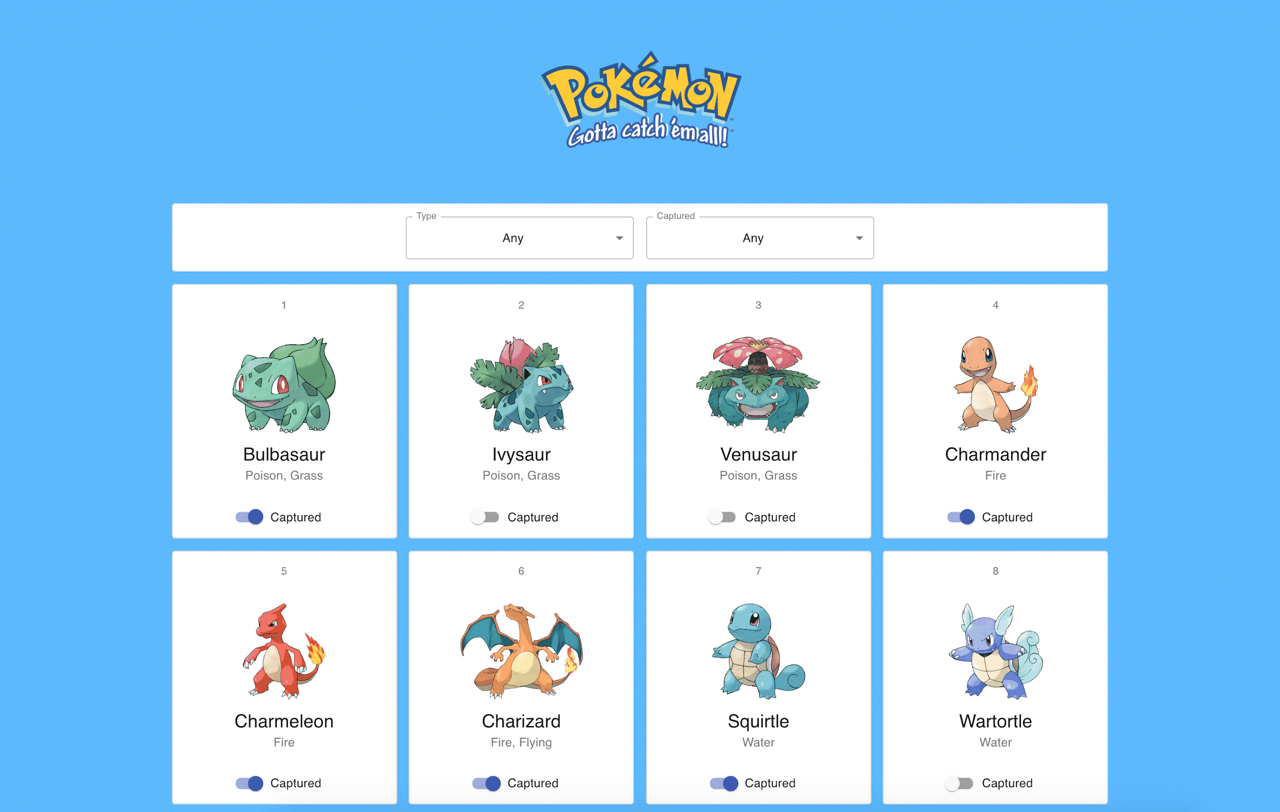 Pokémon Pokédex app