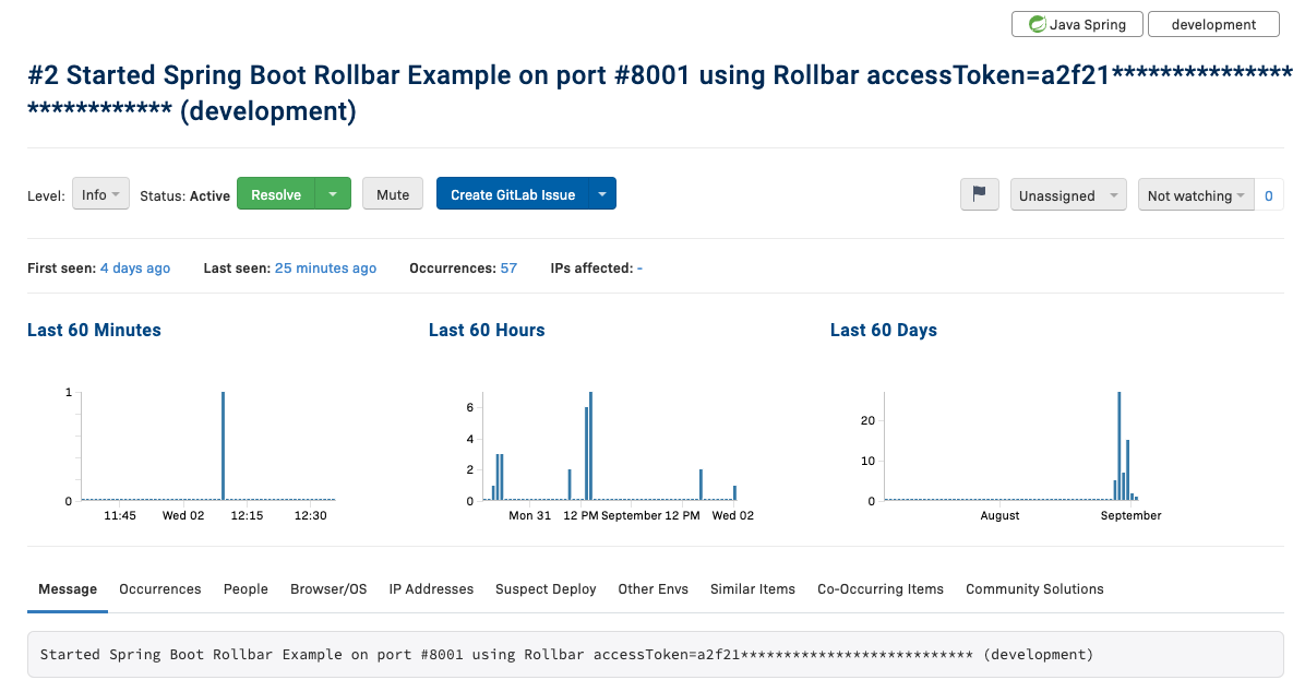 Started Spring Boot Rollbar example