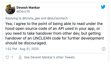 Reply to UNCLEAN code tweet