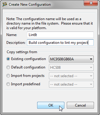 creating new configuration