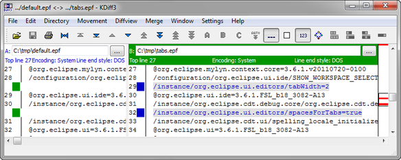 diffing eclipse preference files