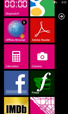 windows phone offline browser live tile counter on home screen