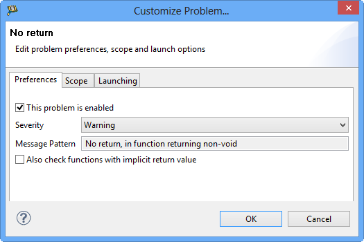 preferences for problem checking