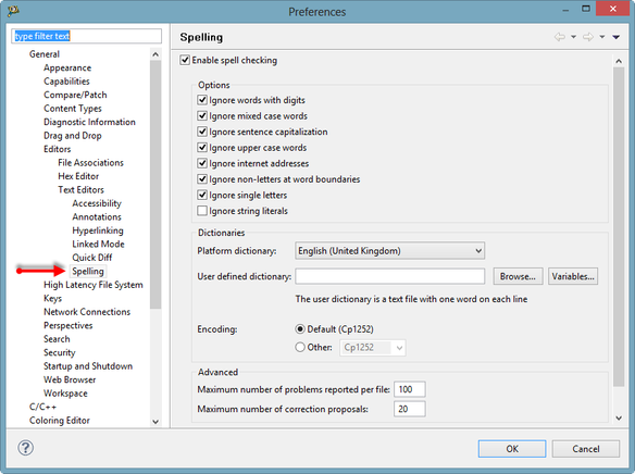 spelling preferences