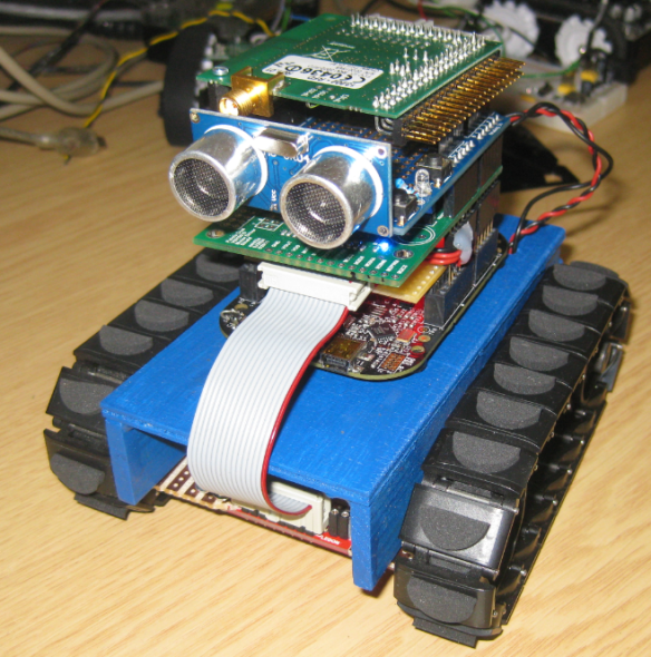 tracked robot with ultrasonic sensor