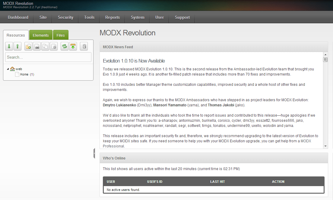 modx-dashboard