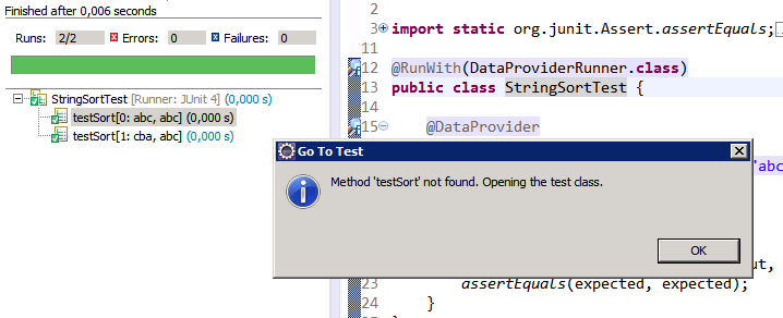 junit-dataprovider-fails