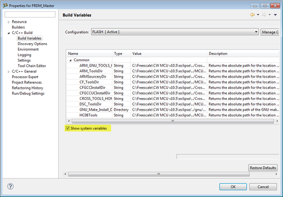 system build variables