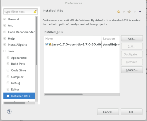 java runtime environment preferences