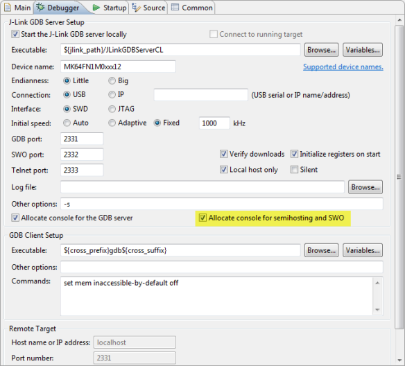 arm semihosting segger embedded studio