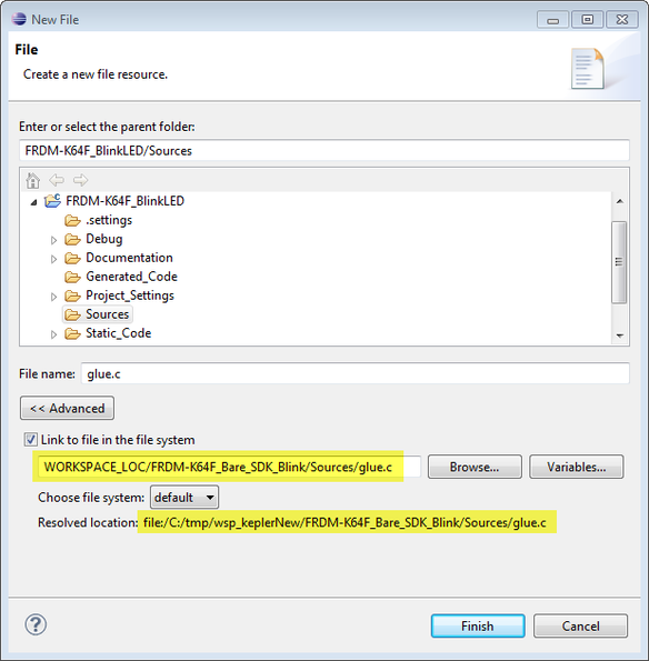 resolved path variable for linked file