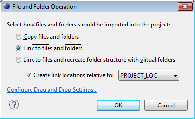 link to files and folders dialog