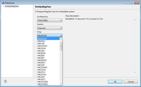 embsys register view device selection