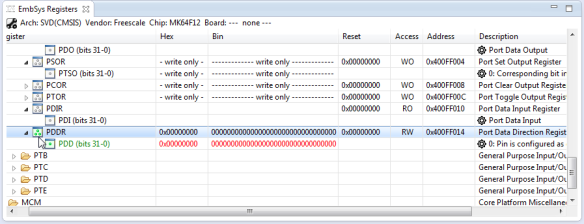 double click to read register values