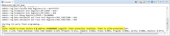 j-link failed to erase in codewarrior