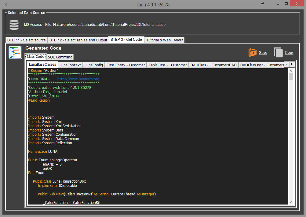 Luna Data Layer Code Generator For Vb Net 3 1 0 18 Dzone