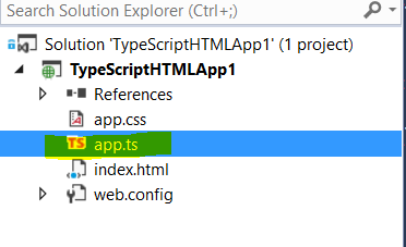 figure 3: typescript file app.ts in solution explorer