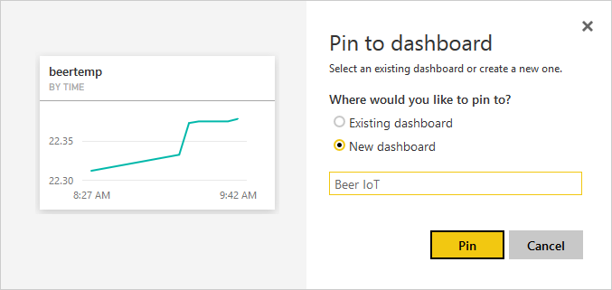 power bi: create dashboard and add report widget